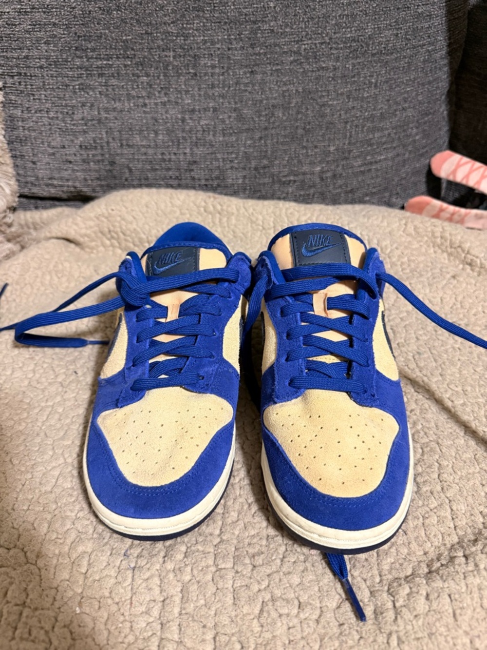 Nike Royal Blue and Cream Suede Low-Top Sneakers